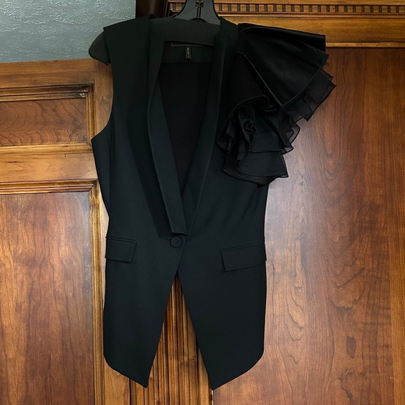BCBGMAXAZRIA Alexandria Vest Puff One Shoulder Black Size Small - Picture 10 of 16